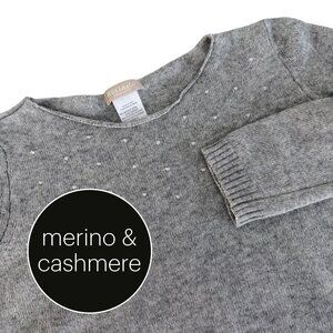 HEKLA & CO. Grey Merino Cashmere Knit Sweater Minimalist m/l